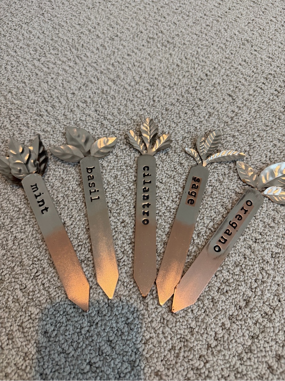 Decorative Herb Garden Markers - Metallic Silver set of 5